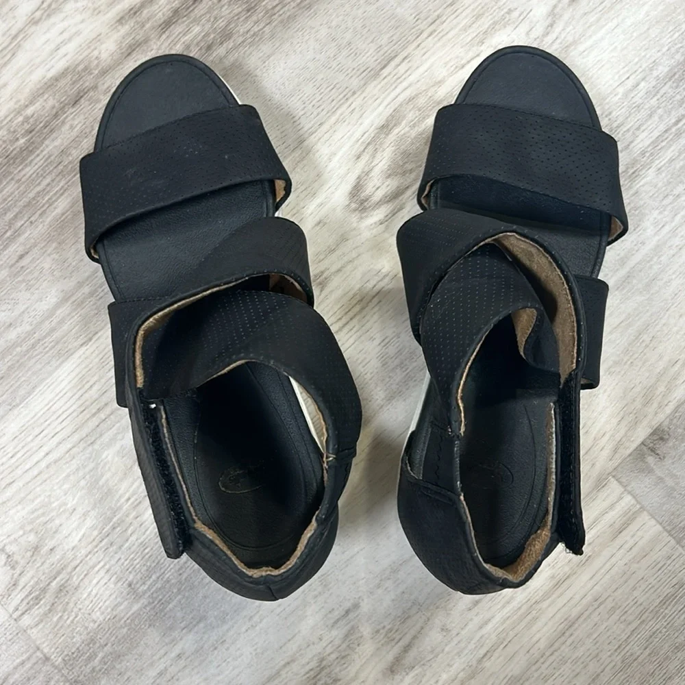 Dr. Scholl’s Sheena Comfort Wedge Strappy Sandals / Smooth Black | Women’s Sz 8M